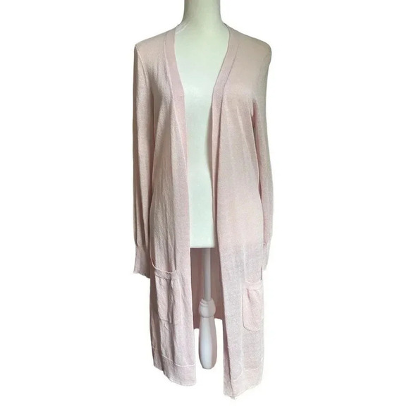 Halogen Blush Pink Lightweight Long Cardigan with Pockets | Small - Picture 1 of 7